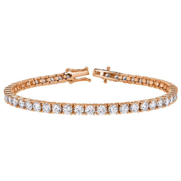 LuvMyJewelry 15Luv 10K Rose Gold Lab Grown Diamond Tennis Bracelets - 12.3 Carats