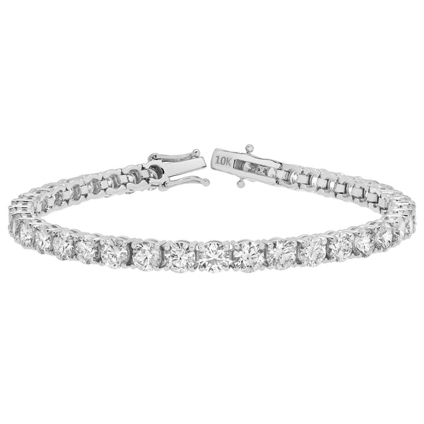 LuvMyJewelry 15Luv 10K White Gold Lab Grown Diamond Tennis Bracelets - 18.9 Carats
