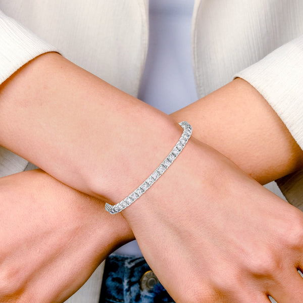 LuvMyJewelry 15Luv 10K White Gold Lab Grown Diamond Tennis Bracelets - 13.24 Carats