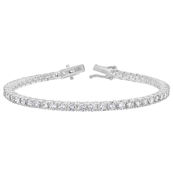 LuvMyJewelry 15Luv 10K White Gold Lab Grown Diamond Tennis Bracelets - 6 Carats