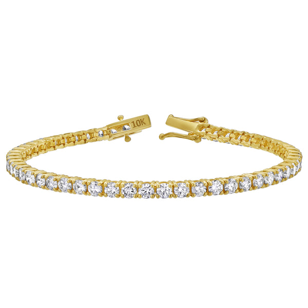 LuvMyJewelry 15Luv 10K Yellow Gold Lab Grown Diamond Tennis Bracelets - 7 Carats