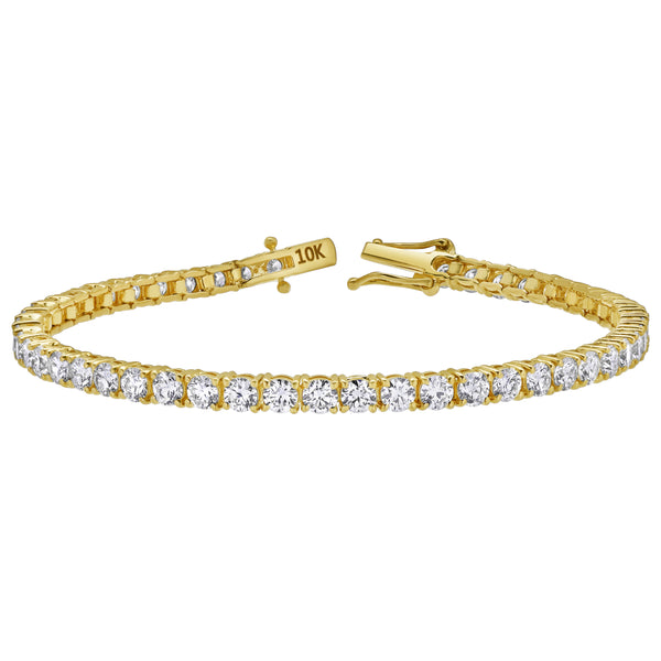 LuvMyJewelry 30Luv 10K Yellow Gold Lab Grown Diamond Tennis Bracelet - 3.4mm