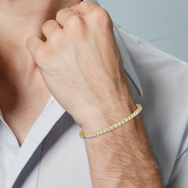 LuvMyJewelry 30Luv 10K Yellow Gold Lab Grown Diamond Tennis Bracelet - 3.2mm
