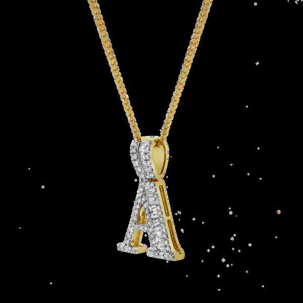 LuvMyJewelry A Initial Diamond Pendant 10K Yellow Gold - 0.6 Carats