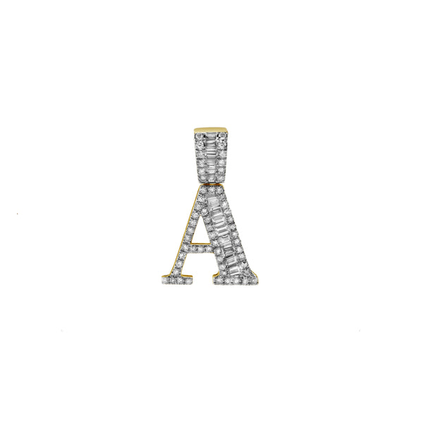 LuvMyJewelry A Initial Diamond Pendant 10K Yellow Gold - 0.6 Carats