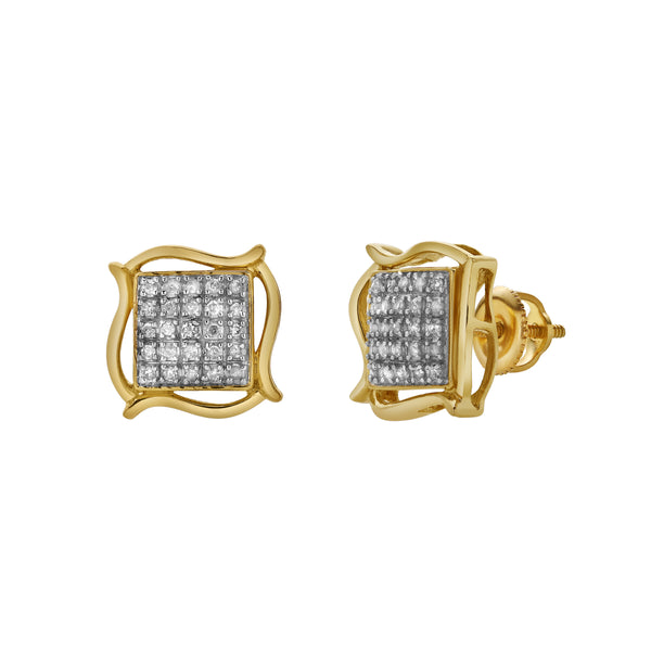 LuvMyJewelry Abrigo 10K Yellow Gold Diamond Unisex Earrings - 0.14 Cts