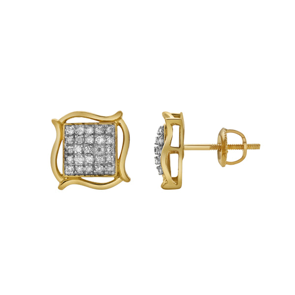 LuvMyJewelry Abrigo 10K Yellow Gold Diamond Unisex Earrings - 0.14 Cts