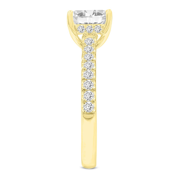 LuvMyJewelry Adelina 14K Yellow Gold Princess Cut Lab Grown Diamond Hidden Halo Engagement Ring - 2.16 Ct