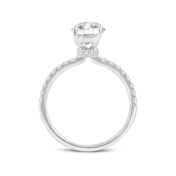 LuvMyJewelry Adriana 14K White Gold Oval Lab Grown Diamond Hidden Halo Engagement Ring - 2.35 Ct