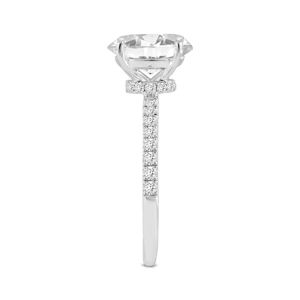 LuvMyJewelry Adriana 14K White Gold Oval Lab Grown Diamond Hidden Halo Engagement Ring - 2.35 Ct