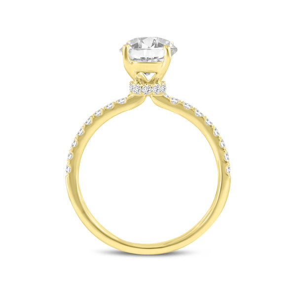 LuvMyJewelry Adriana 14K Yellow Gold Oval Lab Grown Diamond Hidden Halo Engagement Ring - 2.35 Ct
