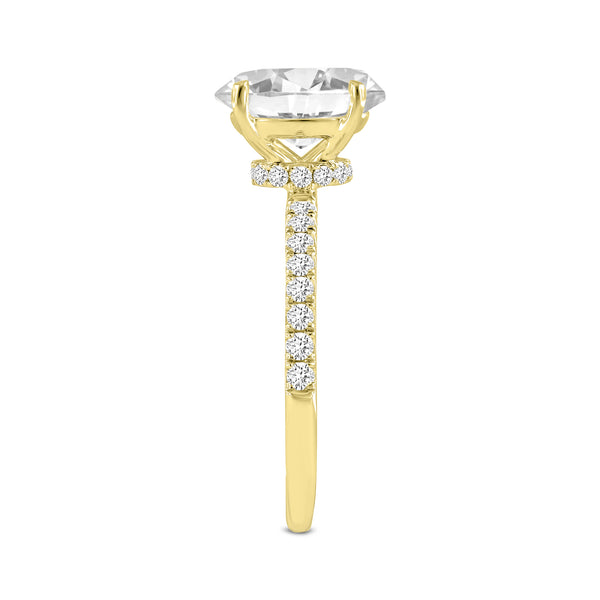 LuvMyJewelry Adriana 14K Yellow Gold Oval Lab Grown Diamond Hidden Halo Engagement Ring - 2.35 Ct