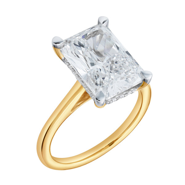 LuvMyJewelry Aelo 14K Yellow Gold Radiant Cut Lab Grown Diamond Hidden Halo Engagement Ring - 5.1 Ct