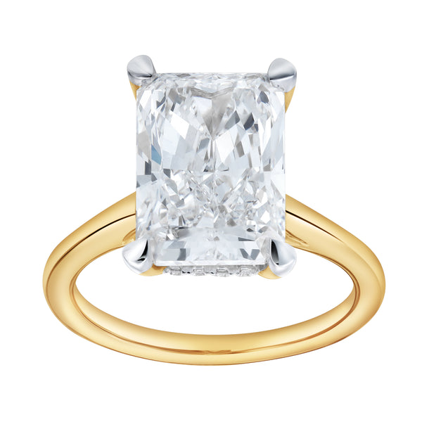 LuvMyJewelry Aelo 14K Yellow Gold Radiant Cut Lab Grown Diamond Hidden Halo Engagement Ring - 5.1 Ct