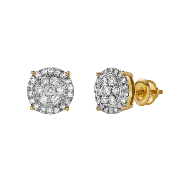 LuvMyJewelry Aethra 10K Yellow Gold Cluster Diamond Unisex Earrings - 0.49 Cts