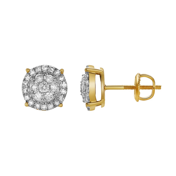 LuvMyJewelry Aethra 10K Yellow Gold Cluster Diamond Unisex Earrings - 0.49 Cts