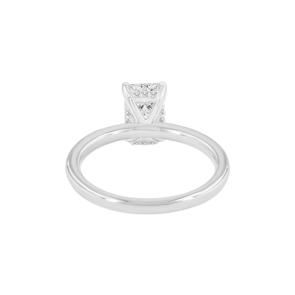 LuvMyJewelry Ahlam 14K White Gold Radiant Cut Lab Grown Diamond Hidden Halo Engagement Ring - 1.55 Ct