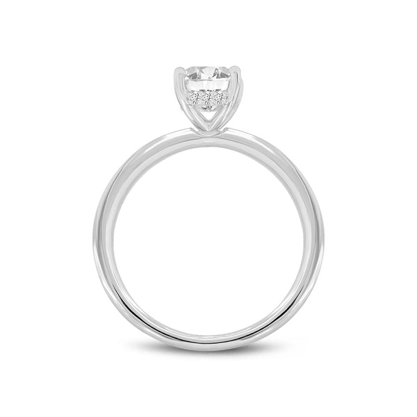 LuvMyJewelry Ahlam 14K White Gold Radiant Cut Lab Grown Diamond Hidden Halo Engagement Ring - 1.55 Ct