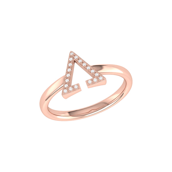 LuvMyJewelry Aim High Open Triangle Diamond Ring in 14K Rose Gold Vermeil on Sterling Silver