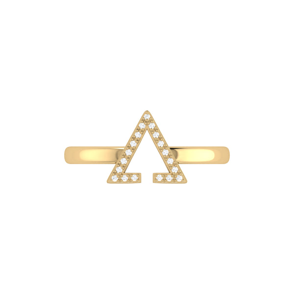 LuvMyJewelry Aim High Open Triangle Diamond Ring In 14K Yellow Gold Vermeil On Sterling Silver