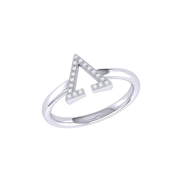 LuvMyJewelry Aim High Open Triangle Diamond Ring in Sterling Silver