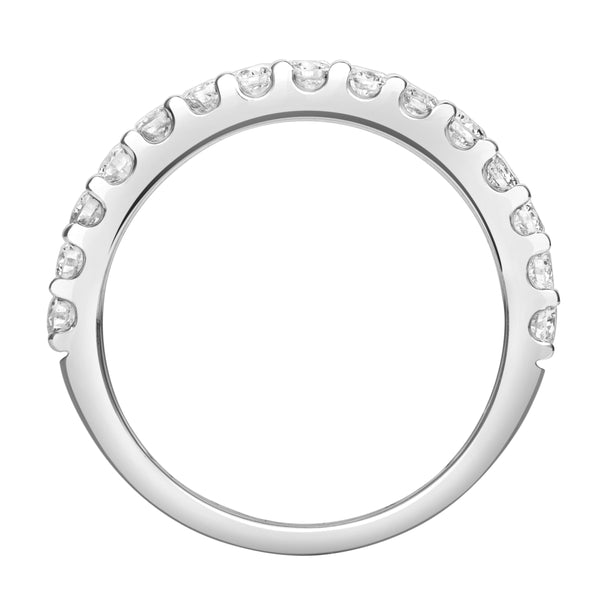 LuvMyJewelry Aimee 14K White Gold Round Diamond Studded Half Eternity Band Ring - 0.75 Ct