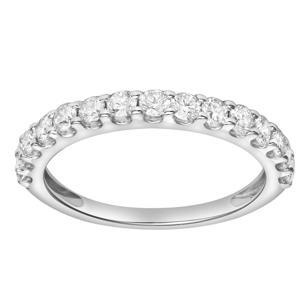 LuvMyJewelry Aimee 14K White Gold Round Diamond Studded Half Eternity Band Ring - 0.75 ct