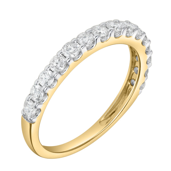 LuvMyJewelry Aimee 14K Yellow Gold Round Diamond Studded Half Eternity Band Ring - 0.75 Ct