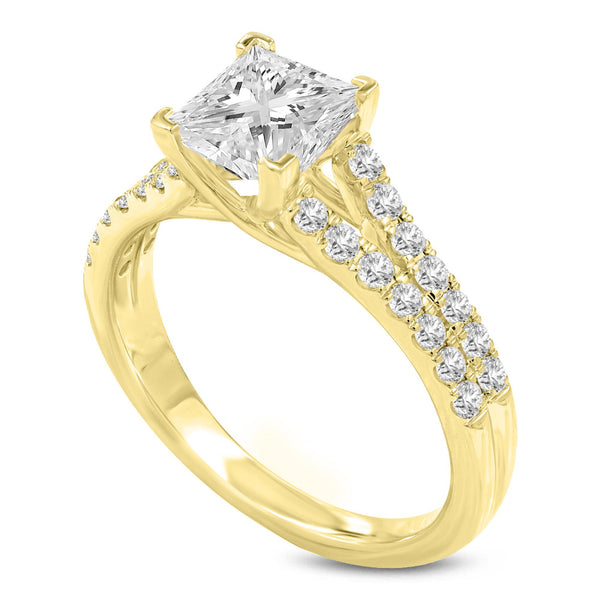 LuvMyJewelry Aleksandra 14K Yellow Gold Princess Cut Lab Grown Diamond Engagement Ring - 2.22 Ct