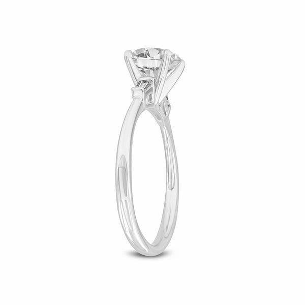 LuvMyJewelry Alina 14K White Gold Round Cut Lab Grown Diamond 3 Stone Engagement Ring - 1.4 Cts