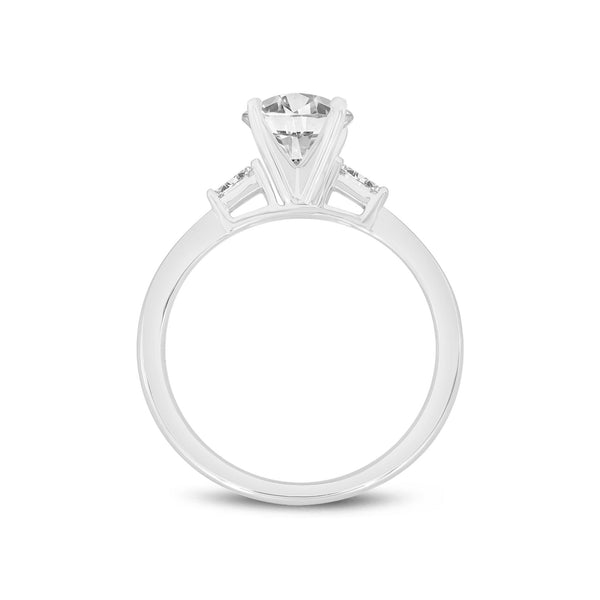 LuvMyJewelry Alina 14K White Gold Round Cut Lab Grown Diamond 3 Stone Engagement Ring - 1.4 Cts