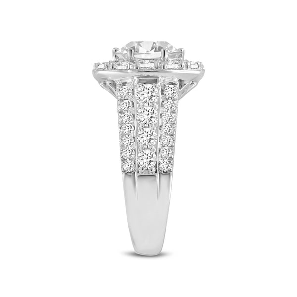LuvMyJewelry Aline 14K White Gold Round Cut Lab Grown Diamond Halo Engagement Ring - 3.85 Ct