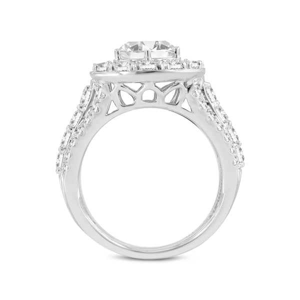 LuvMyJewelry Aline 14K White Gold Round Cut Lab Grown Diamond Halo Engagement Ring - 3.85 Ct
