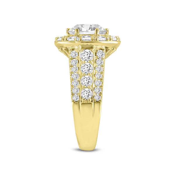 LuvMyJewelry Aline 14K Yellow Gold Round Cut Lab Grown Round Diamond Halo Engagement Ring - 3.85 Ct