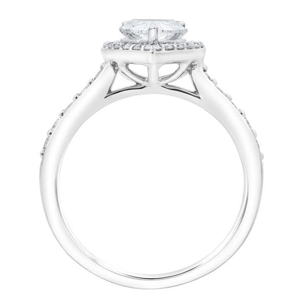 LuvMyJewelry Amani 14K White Gold Pear Lab Grown Diamond Halo Engagement Ring - 2.45 Ct