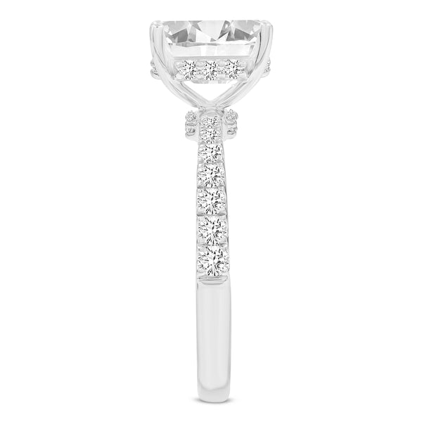 LuvMyJewelry Amara 14K White Gold Emerald Cut Hidden Halo Lab Grown Diamond Engagement Ring - 2.45 Ct