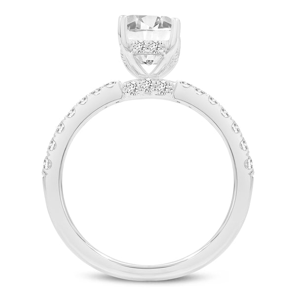 LuvMyJewelry Amara 14K White Gold Emerald Cut Hidden Halo Lab Grown Diamond Engagement Ring - 2.45 Ct