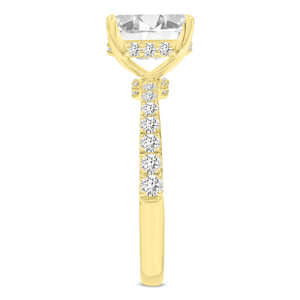 LuvMyJewelry Amara 14K Yellow Gold Emerald Cut Hidden Halo Lab Grown Diamond Engagement Ring - 2.45 Ct