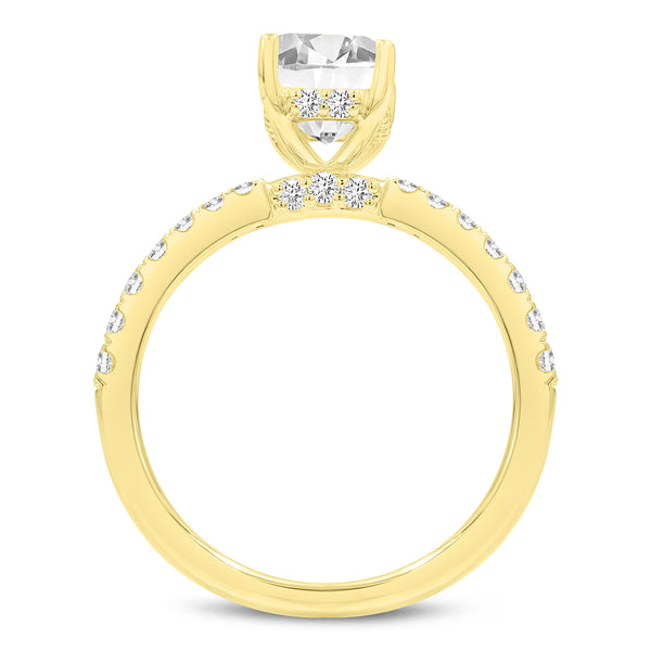 LuvMyJewelry Amara 14K Yellow Gold Emerald Cut Hidden Halo Lab Grown Diamond Engagement Ring - 2.45 Ct