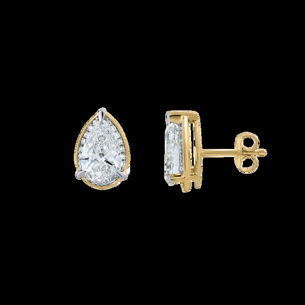 LuvMyJewelry Amaya 14K Yellow Gold Lab Grown Diamond Pear Halo Studs – 2.3 ct