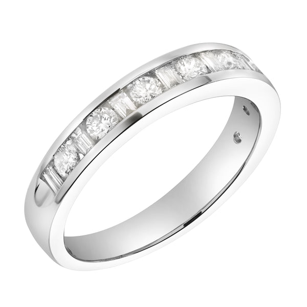 LuvMyJewelry Amber 14K White Gold Round Diamond Studded Stackable Band Ring - 0.68cts