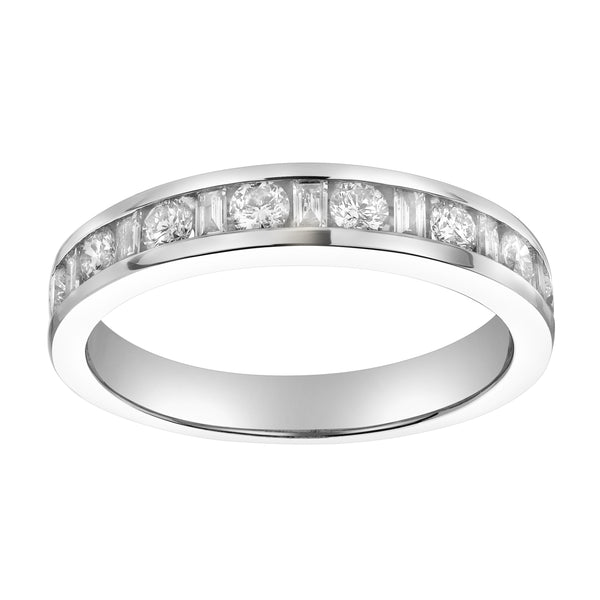 LuvMyJewelry Amber 14K White Gold Round Diamond Studded Stackable Band Ring - 0.68cts