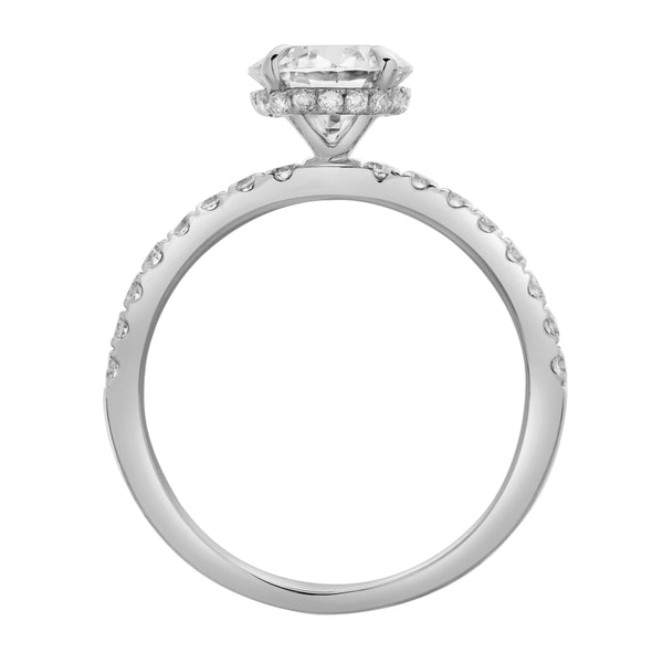 LuvMyJewelry Amore 14K White Gold Round Cut Lab Grown Diamond Hidden Halo Engagement Ring - 1.95 Ct