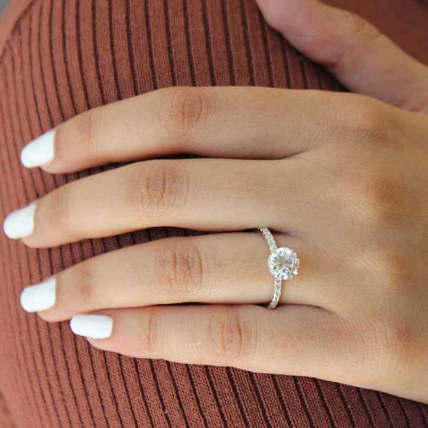 LuvMyJewelry Amore 14K Yellow Gold Round Cut Lab Grown Diamond Hidden Halo Engagement Ring - 1.95 Ct