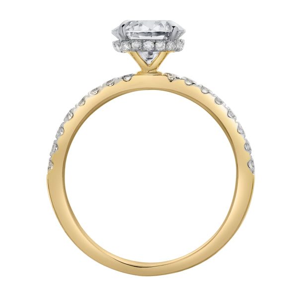 LuvMyJewelry Amore 14K Yellow Gold Round Cut Lab Grown Diamond Hidden Halo Engagement Ring - 1.95 Ct