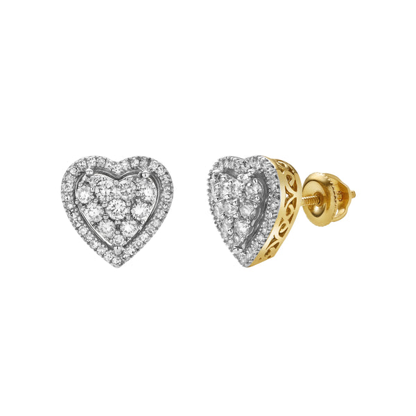 LuvMyJewelry Amorest 10K Yellow Gold Cluster Diamond Unisex Earrings - 0.59 Cts