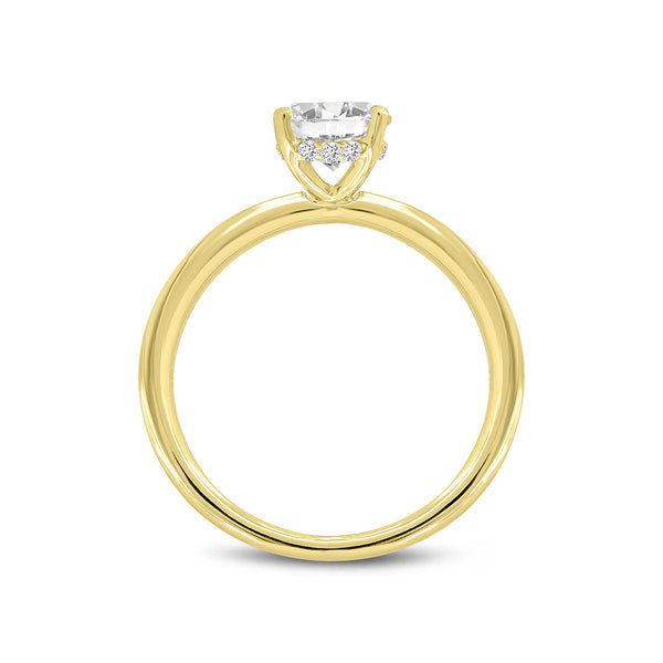 LuvMyJewelry Anastasia 14K Yellow Gold Oval Cut Solitaire Hidden Halo Ring - 1.55 Ct