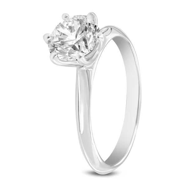 LuvMyJewelry Anea 14K White Gold Round Cut Lab Grown Solitaire Diamond Engagement Ring - 1 Ct