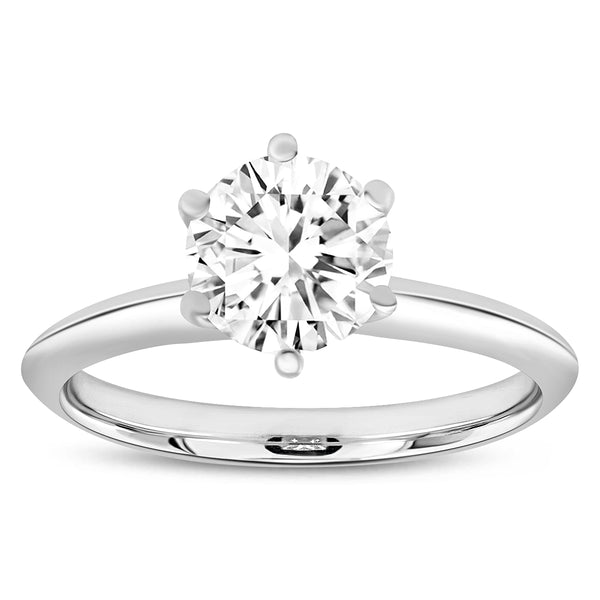 LuvMyJewelry Anea 14K White Gold Round Cut Lab Grown Solitaire Diamond Engagement Ring - 1 Ct