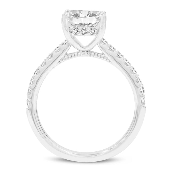 LuvMyJewelry Aneliya 14K White Gold Princess Cut Lab Grown Diamond Hidden Halo Engagement Ring - 1.95 Ct